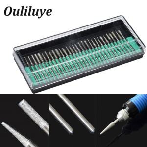 30PCS 미니 소형 다이아몬드 Burs 2.35mm 드릴 비트 조각 그라인딩 휠 연마 생크 나무 돌 Dremel 로타리 도