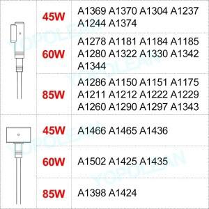 호환 맥북 Pro Air 어댑터 mag 1 2 45W 60W A1278 USB-C 케이블용 새 노트북 충전기