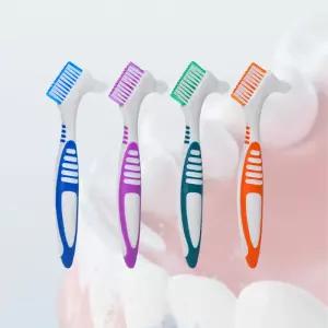 틀니 브러쉬 4Pcs 칫솔틀니 청소 관리 브러쉬양면 칫솔다층 강모