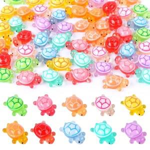 50/100 Pcs 어둠 속에서 빛나는 귀여운 미니 빛나는 거북이 장식품 미니어처 거북이 마이크로 풍경 어린이