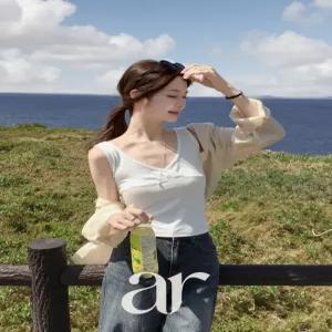 (단독레이어드) 브이넥 여름 슬리브리스 ts5012