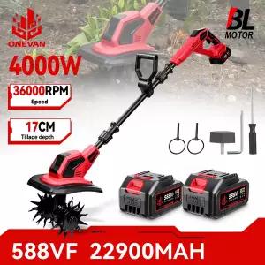 전정기 베어툴 충전식 트리머 4000W 36000RPM 전기 경운기 잔디 로터리 토양 경작용 정원 도구 마키타 18V