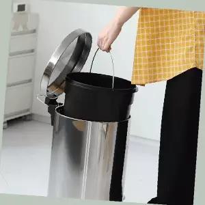 페달 휴지통 스텐 20L 종량제 발 쓰레기통 주방 욕실 냄새차단 무소음 뚜껑