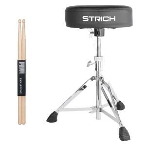 STRICH 드럼 왕좌 높이 조절 가능한 20 스툴 회전 시트 드럼스틱이 이중 SDB 튼튼한 5A 패딩 브레이스 의자 있는