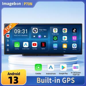 이미지본 P70N 내장 GPS 지도 내비게이션 11.4인치 인셀 스크린 안드로이드 시스템 블랙박스 무선 카플레이
