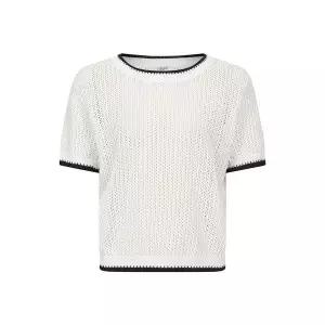 [하프클럽/레코브]라인 배색 펀칭 반팔 니트(LC61D6KN530X)