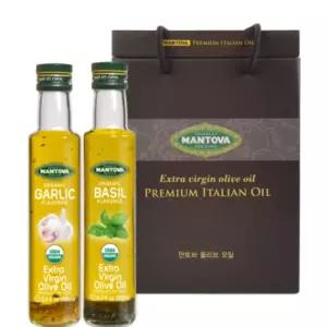 만토바 올리브 오일 명절 선물세트 갈릭 + 바질 250ml BNS