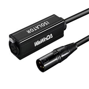 WISWINDA 3PIN PRO XLR HIFI 스테레오 WDISO016S 분리 노이즈 버전 접지 제거 오디오 아이솔레이터 박스 제거기 포함 시스템용 루프 필터 윙윙 오디오 XLR 소음 코드 거리는