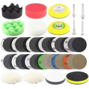 134피스 사포 6CM 3인치 샌딩 디스크 페이퍼 자동차 드릴 루프 후크 키트 60 유리 목재 복원 습식 EXPOXY 10000그릿 세트 금속 폴리싱 수지 헤드라이트