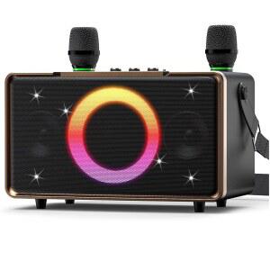 GFEEN 파티 블루투스 스피커 100W 피크 라우드 무선 골드 가정용 야외 강력한 대형 조명 빠른 스피커 재생 2마이크 충전 사운드 15시간 뒷마당 베이스