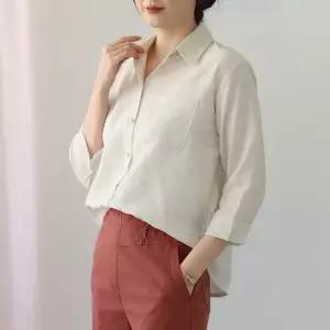 자개단추 린넨 7부 셔츠 /여름 간절기 체형커버 VSH106