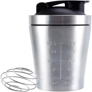 와이어 거품기가 있는 발레스카 20온스 스테인리스 스틸 단백질 셰이커 병 - BPA 프리 누수 방지