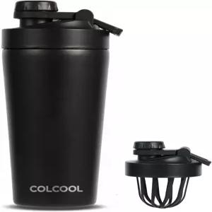 COLCOOL 24온스 단열 스테인리스 스틸 단백질 셰이커 병 추가 분말 보관 BPA 프리 및 누수 방지 컵 탈착식