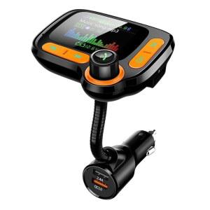 TSNAM 블루투스 FM 송신기 자동차 어댑터 MP3 오디오 무선 충전기 5MM 지원 컬러 호환 3개 삼성 핸즈프리 등과 AUX USB 음악 재생 통화 스크린 포트 8인치