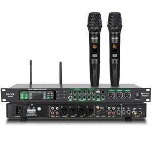FULODE AX 666 프로페셔널 노래방 프로세서 방지 DSP 시스템 MP3 광학 디지털 듀얼 믹서 이펙터 오디오 블루투스 USB 프리스테이지 보컬 하울링 마이크 이펙트 KTV 포함 무선