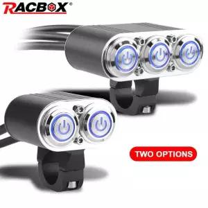 오토바이 22mm 핸들바 스위치 알루미늄 LED 스포트라이트 안개등 비상등 램프 래칭 온오프 버튼 포함