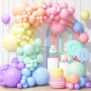 파스텔 무지개 풍선 아치 가랜드 키트, 아치, 색상 용품 45.7 /12 봄 /30.5CM(18 다양한 파티, /5인치) 생일 유니콘 스프링 티 파티 샤워 베이비 마카롱