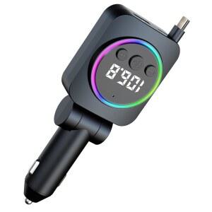 차량용 블루투스 FM 송신기 자동차 어댑터 백라이트 충전 PD 그레이 디스크 USB QC3 고속 핸즈프리 30W 3포트 USB 통화 지원 무선 라디오