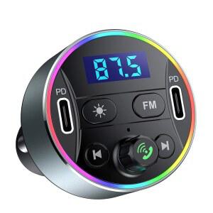 듀얼 PD 40W TYPE USB 차량용 충전기 라디오 수신기 FM MP3 핸즈프리 어댑터 송신기 음악 자동차 블루투스 마이크 지원 플레이어 사운드 통화 HIFI 오디오