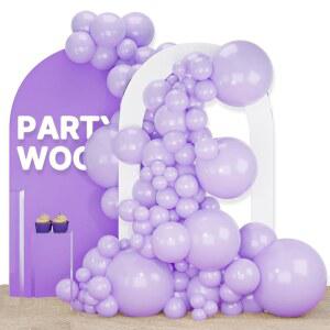 PARTYWOO 라벤더 풍선 120피스 다양한 사이즈 키트 45.7CM(18인치), 퍼플 팩 파스텔 베이비 25.4CM(10인치), 파티 장식 라일락 요정 라이트 30.5CM(12인치), 12.7CM(5인치) 샤워 퍼플-Q10 생일 아치 공주 처녀