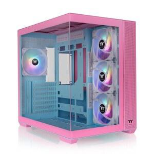 THERMALTAKE VIEW 380 TG ARGB 미드 GPU 415MM 섀시, 라디에이터 CA-1Z2-00MAWN-00 클리어런스, 팬 버블 커넥터 지원, 라이트 포함, 360MM 타워 4X120MM 핑크, 숨겨진