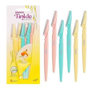 DORCO TINKLE 눈썹 면도기, 잔털 이발기 및 안전 도구, 얼굴 있는 튼튼한 면도기 커버가 6개