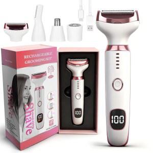 BEANIFY 습식 및 건식 전기 면도기, 페이셜 바디 LED 여성용 비키니 IN 충전식 팔 헤어용 레그 4 면도기 리무버, 없는 (화이트) 코 1 디스플레이 얼굴 헤어