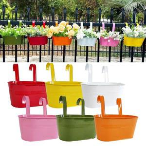 JOYFERNAL 30 5CM 12인치 발코니 난간 화분 데크 야외 11 다육 허브 30CM 8인치 걸이식 울타리용 화분 6팩 세련된 금속 위한 식물을 현관