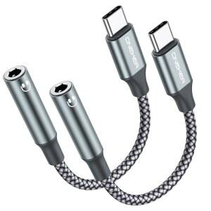 ONEKER USB 타입 TO 5MM 헤드폰 오디오 S22와 S23 동글 프로 플러스 프로 15 AUX 갤럭시 2팩 케이블 호환 S24 삼성 16 맥스 어댑터 맥북 코드
