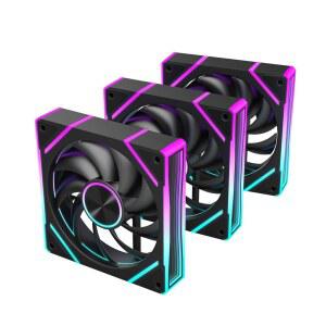 RUIX V8 프리즘 120MM ARGB PWM PC용 냉각 디자인 케이스 포워드 미러 고성능 컴퓨터 게이밍 3팩 블랙