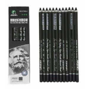 차콜 펜슬 세트 - 12개 /팩 (소프트) 블랙 커팅 페이퍼 C7350 핸들 프리