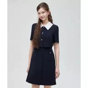 로엠 ROEM 카라 2in1 트위드 미니 원피스 NAVY RMOWG25NT1 257162