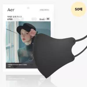 아에르 여성 마스크 KF80 블랙 윤곽 라이트 M 50매 BNS