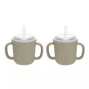 에디슨 유아컵 실리콘 양손 빨대 물컵 베이지 200ml BNS