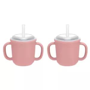 에디슨 유아컵 실리콘 양손 빨대 물컵 핑크 200ml X2 BNS