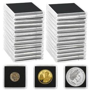 UNCLE PAUL 코인 캡슐 25개, 5가지 달러 사이즈 20 센트 홀더 파운드 /40MM, 블랙 컬렉션 실버 개스킷이 스냅 /35 /30 투명 용품용 케이스, /25 있는