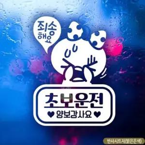 죄송쁘띠 초보운전 초보자동차스티커-반사 자동차용품
