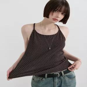 [제작] [몸에 붙지 않는 챠들챠들소재] 델잇 홀터넥 도트 나시 티셔츠 88051 빅사이즈 여성의류