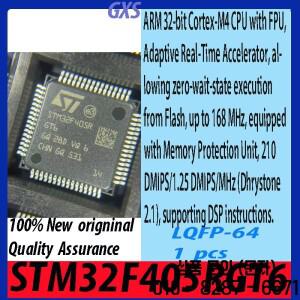 100% 새로운 오리지널 스팟 STM32F405RGT6 LQFP 64 32비트 Cortex M4 CPU 적응형 실시간 가속기 포함 제로
