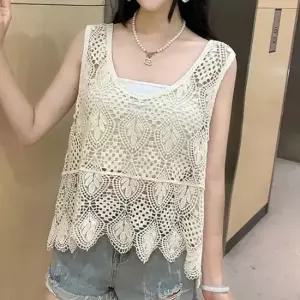 [라일리여성의류] Rly 여성 루즈핏 니트 조끼 뜨개 브이넥 민소매 끈나 49588379)