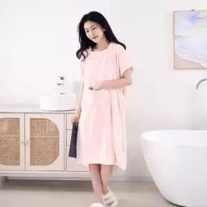 커플샤워가운 핑크 수면가운 가정용 부드러운 원피스 샤워가운