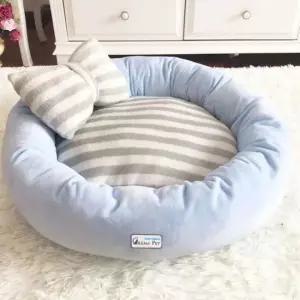 퍼피럽 강아지 극세사 쿠션 방석 블루 S SIZE