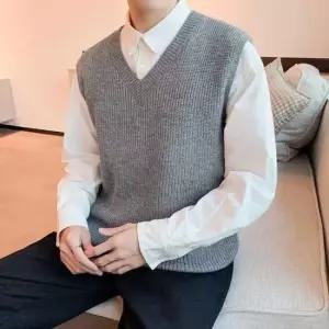 남성여름캐주얼조끼 남자 패션 니트 조끼 셔츠 레이어드 남친룩 스타일링