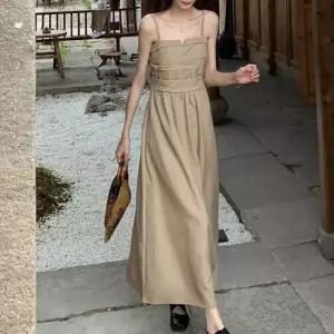 여름롱원피스 여름 민소매 끈나시 바캉스 휴양룩 해변 롱원피스