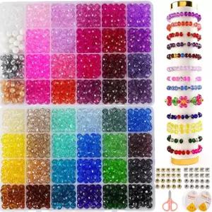 패싯 유리 구슬 보석 제작용 8mm 1400pcs 고급 크리스탈 팔찌 목걸이 귀걸이 공예품 용품 홈 데코 6-12세