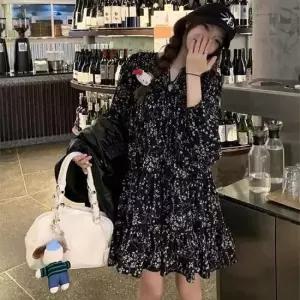 여성 플라워 꽃무늬 캉캉 미니원피스 봄 가을 청순룩