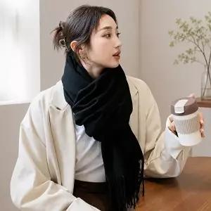 부드러운 캐시미어 숄 목도리 여성 겨울 방한 넥워머 스카프-WFO9NBY