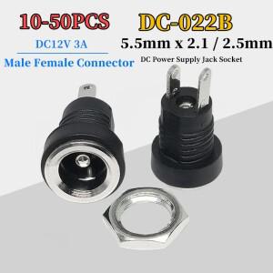 10-50Pcs DC-022B 3A 12v DC 전원 공급 장치 잭 소켓 암 패널 마운트 커넥터 5.5mm x 2.1mm