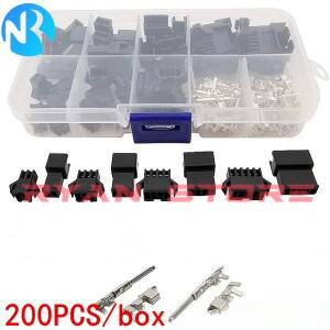 200피스 2.54mm 피치 JST SM 2P345Pin  점퍼 와이어 커넥터 키트 Male Female 하우징 핀 헤더 압착 단자 어