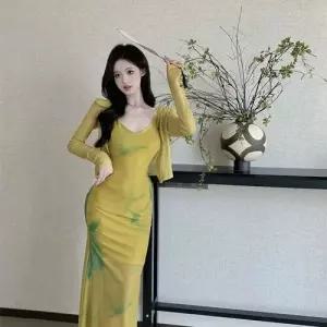 원피스 치마 여친 롱 빈티지 나염 나시 트임 셔츠 힙업 블라우스 프렌치 체크 여름용 스포M2